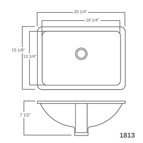 Vanity Sink: 1813 Rectangle Porcelain Undermount Bathroom Sink